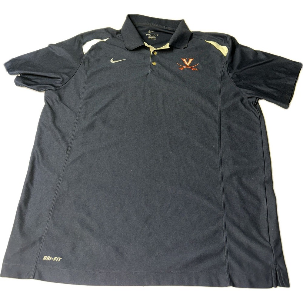 Virginia Cavaliers Nike Dri-Fit Navy Blue Polo Shirt Men's 2XL Athletic‎ Golf